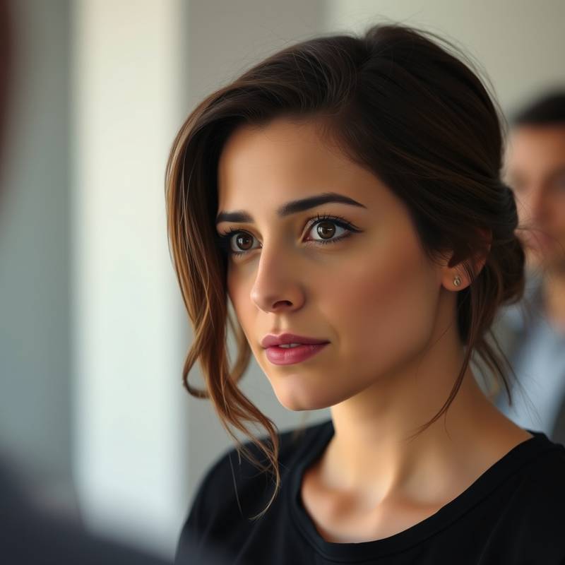 Sarah Berger bei einem Casting, konzentriert und selbstbewusst.